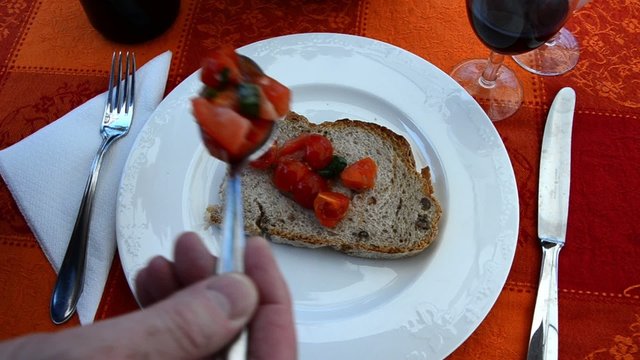 Bruschetta  bread olive oil tomatoes