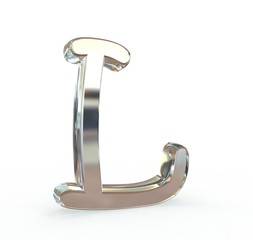 3d metal alphabet isolated.