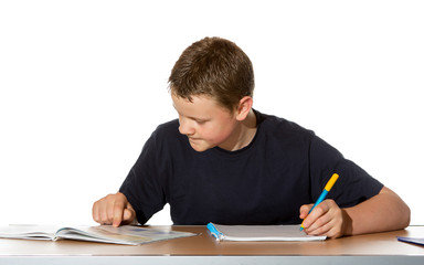 Teenage boy concentrating on his studies