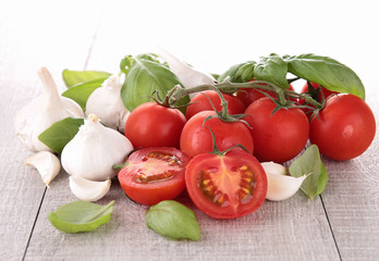 cherry tomato, garlic and basil