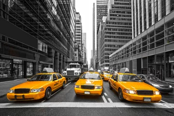 Papier Peint photo Lavable TAXI de new york Les taxis jaunes à New York City, USA.