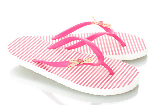pink beach shoes isolated on white.