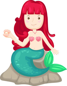 Beautiful mermaid vector illustration on a white background