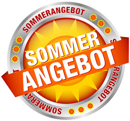 Button Banner Sonne "Sommerangebot" gelb/orange/silber