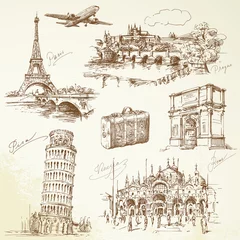Rideaux velours Illustration Paris voyager en Europe