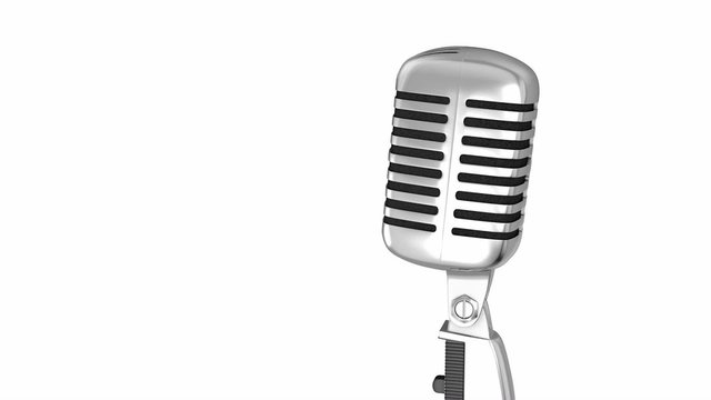 Classic microphone on a stand with clipping path