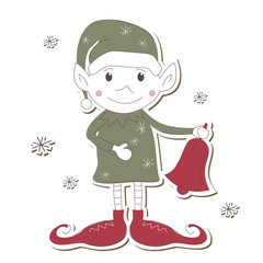 Christmas Elf on white background.