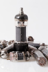 Glass vacuum radio tubes.