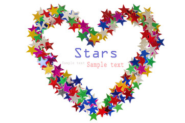 Big heart composed of many colored stars on white