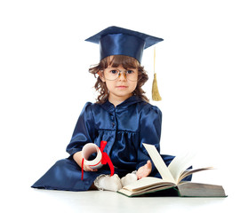 Little girl kid in academician clothes  with book © Oksana Kuzmina