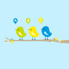 3 Birds Balloons ABC Tree Blue