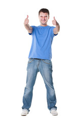 Fototapeta premium man showing thumbs up with both hands