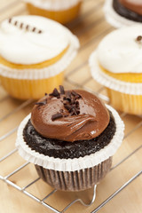 Chocolate and Vanilla Frosted Cupcake