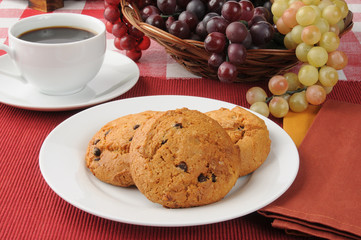 Chocolate chip cookies and coffee