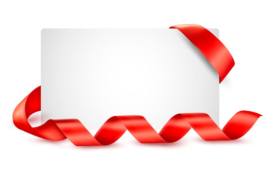 Card with red gift ribbons  Vector