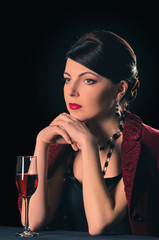 woman and wine