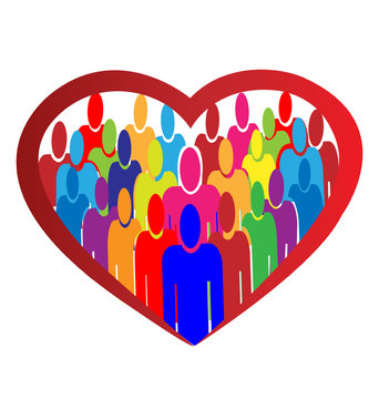 Diversity People Heart Logo Vector