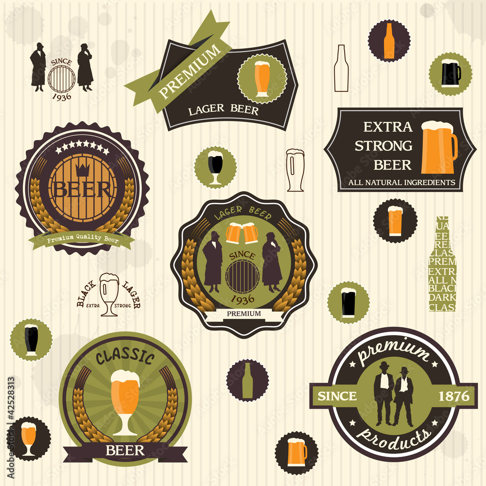 Canvas Prints beer badges and labels in retro style design