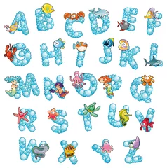 Foto op Aluminium Alphabet with bubbles. Vector isolated letters. © ddraw