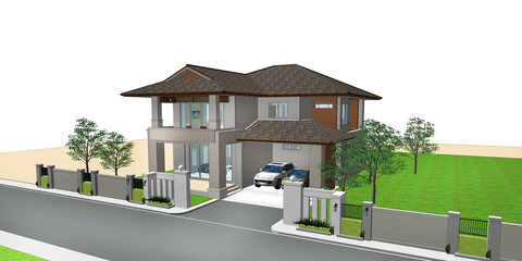 3D render of house