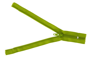 yellow zipper isolated on white with clipping path