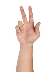 Hand gesture isolated on white background