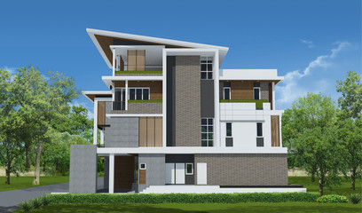 3d rendering, Exclusive tropical modern house
