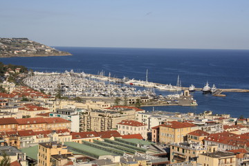 Aerial view of San Remo city in spring ( Italy )