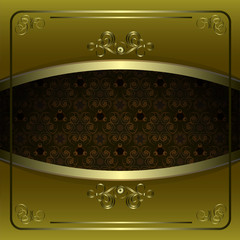 Vintage vector background with golden patterns.