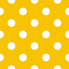 Polka dots on yellow background retro seamless vector pattern - 42532575