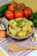 boiled potatoes and vegetables