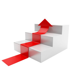 Pfeil auf Stufen > es geht aufw&auml;rts!