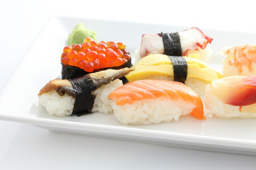 Sushi set in white background