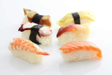 Sushi set in white background