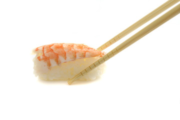 Shrimp sushi isolated on white background