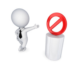 .3d small person and red stop symbol.