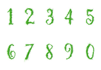 Numbers to ten, grass texture