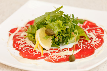 Meat Carpaccio with Parmesan Cheese