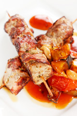 meat kebab with vegetables