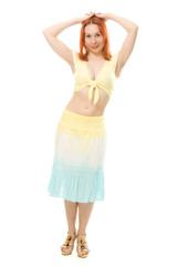 Beautiful young brunette belly dance woman