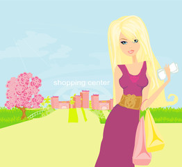 Obraz na płótnie Canvas fashion girl Shopping illustration