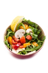 mixed salad with arugula, mushrom and capsicum