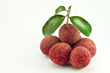 Fresh lychees isolated on white