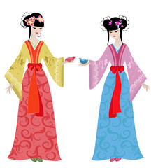 Beautiful girls in costumes