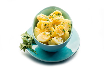 potatoes salad with parsley and  grated lemon peel