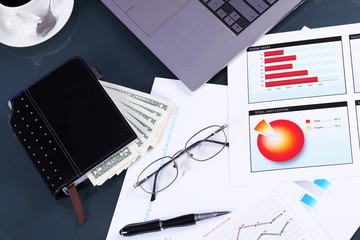 Business papers on the work place