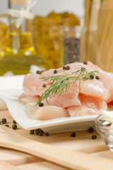 Cooking of raw chicken breast