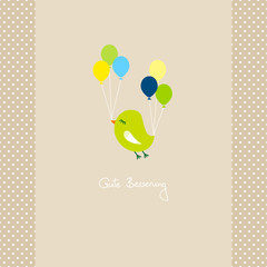 Blauer Vogel Gebrochener Flügel Luftballons Beige Punkte Assistance Poster  | Assistan-Jan Engel