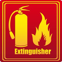 Silhouette of fire extinguisher with flare