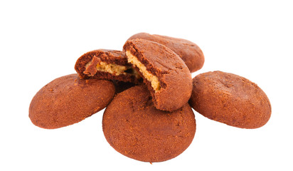 chocolate cookie with filling isolated